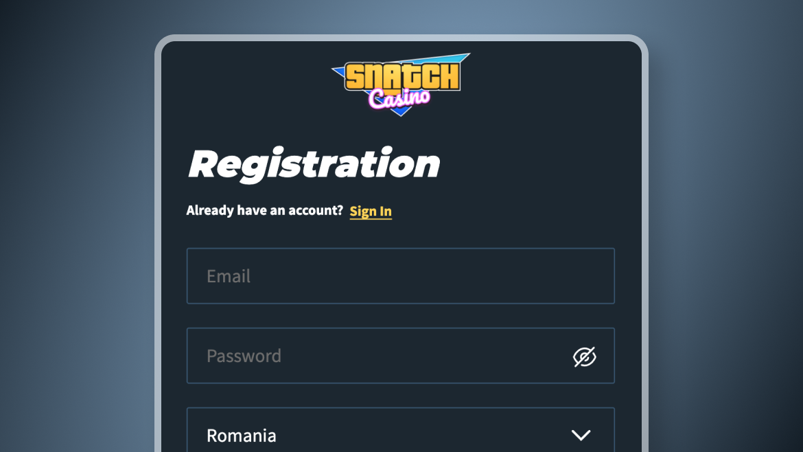 Snatch Casino - Înregistrare - Pasul 2