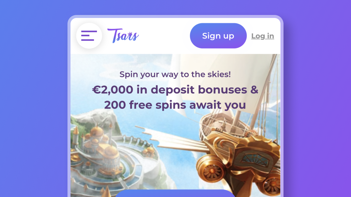 Tsars Casino - Înregistrare - Pasul 1