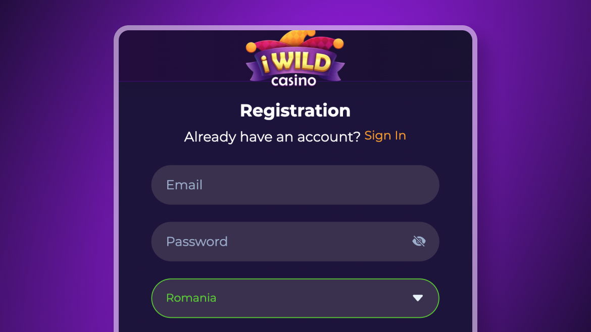 iWild Casino - Înregistrare - Pasul 2